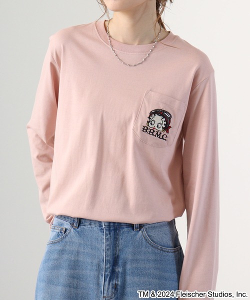 BETTY BOOP（ベティ・ブープ）の「BETTY BOOP(TM) / ベティー ブープ(TM) 長袖Tシャツ（Tシャツ/カットソー・メンズ・ホワイト/チャコールグレー/ブラック/ピンクベージュ・M/L/LL）」の21枚目の写真
