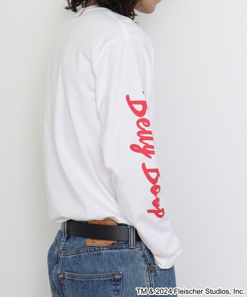 BETTY BOOP（ベティ・ブープ）の「BETTY BOOP(TM) / ベティー ブープ(TM) 長袖Tシャツ（Tシャツ/カットソー・メンズ・ホワイト/チャコールグレー/ブラック/ピンクベージュ・M/L/LL）」の8枚目の写真