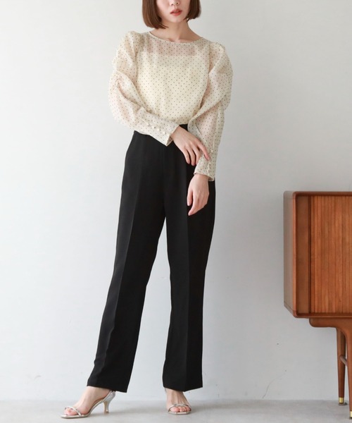 archives（アルシーヴ）の「シアードットパワショルブラウス（シャツ/ブラウス・レディース・ベージュ/ブラック/オフホワイト・MEDIUM）」の5枚目の写真