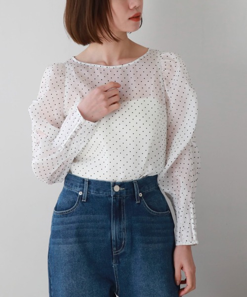 archives（アルシーヴ）の「シアードットパワショルブラウス（シャツ/ブラウス・レディース・ベージュ/ブラック/オフホワイト・MEDIUM）」の13枚目の写真