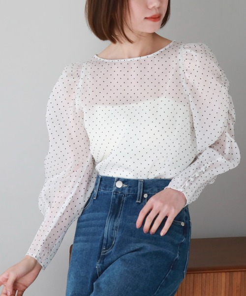 archives（アルシーヴ）の「シアードットパワショルブラウス（シャツ/ブラウス・レディース・ベージュ/ブラック/オフホワイト・MEDIUM）」の15枚目の写真