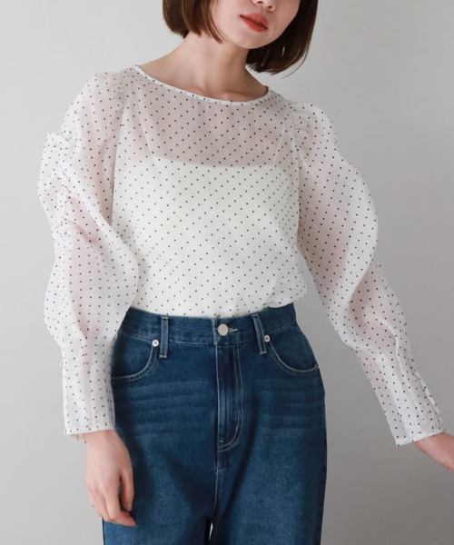 archives（アルシーヴ）の「シアードットパワショルブラウス（シャツ/ブラウス・レディース・ベージュ/ブラック/オフホワイト・MEDIUM）」の16枚目の写真