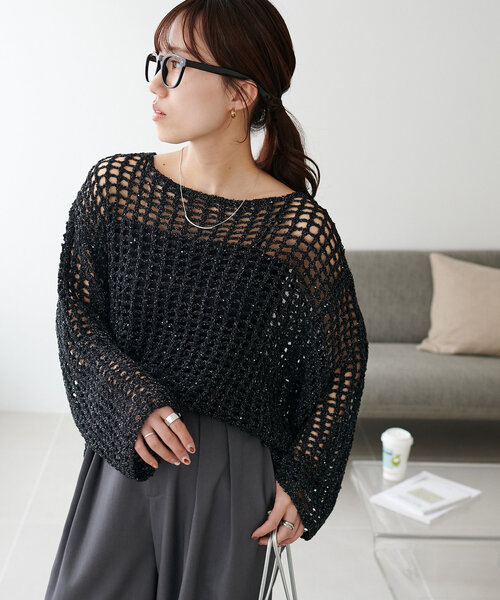 新色追加!/WEB限定】ラメスパンコールスカシプルオーバー（ニット