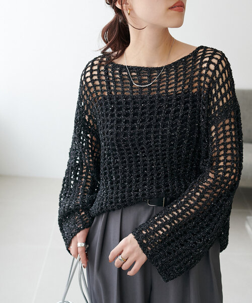 新色追加!/WEB限定】ラメスパンコールスカシプルオーバー（ニット