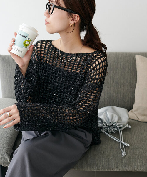 新色追加!/WEB限定】ラメスパンコールスカシプルオーバー（ニット