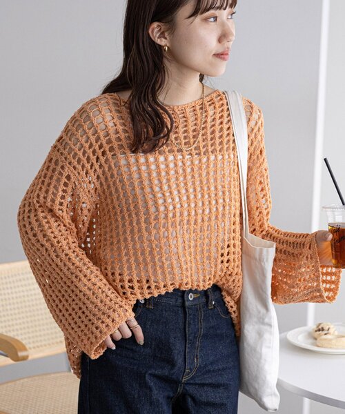 DISCOAT（ディスコート）の「【新色追加!/WEB限定】ラメスパンコールスカシプルオーバー（ニット/セーター・レディース・オフホワイト/オレンジ/グリーン/ブラック/アイボリー・FREE）」の21枚目の写真