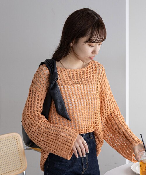 DISCOAT（ディスコート）の「【新色追加!/WEB限定】ラメスパンコールスカシプルオーバー（ニット/セーター・レディース・オフホワイト/オレンジ/グリーン/ブラック/アイボリー・FREE）」の22枚目の写真