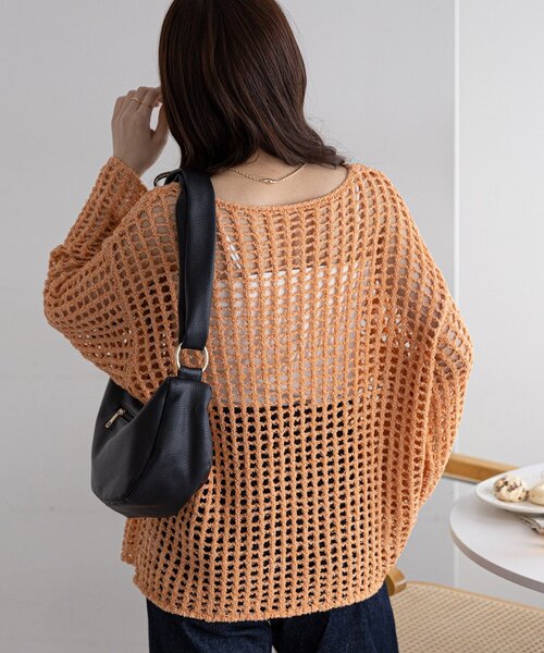 DISCOAT（ディスコート）の「【新色追加!/WEB限定】ラメスパンコールスカシプルオーバー（ニット/セーター・レディース・オフホワイト/オレンジ/グリーン/ブラック/アイボリー・FREE）」の15枚目の写真