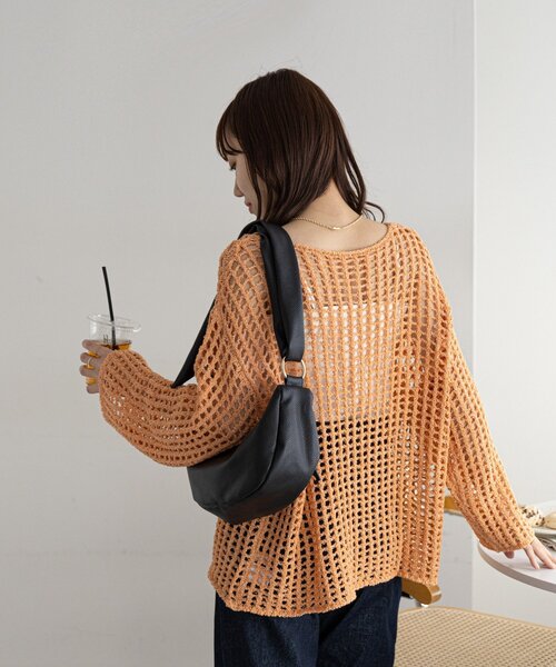 DISCOAT（ディスコート）の「【新色追加!/WEB限定】ラメスパンコールスカシプルオーバー（ニット/セーター・レディース・オフホワイト/オレンジ/グリーン/ブラック/アイボリー・FREE）」の16枚目の写真