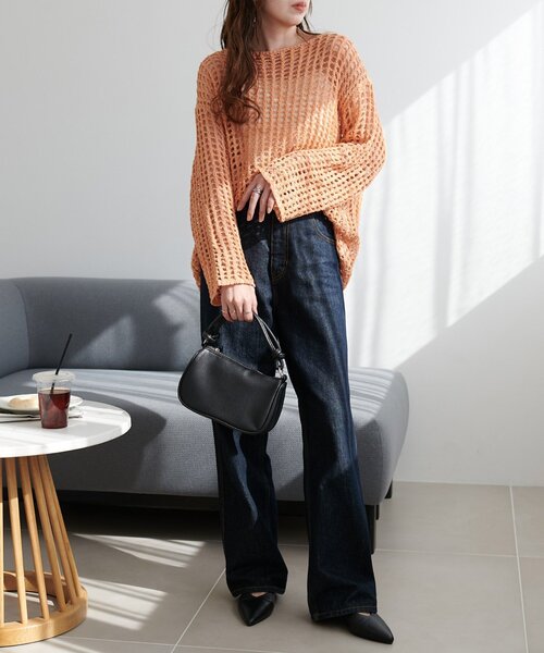 DISCOAT（ディスコート）の「【新色追加!/WEB限定】ラメスパンコールスカシプルオーバー（ニット/セーター・レディース・オフホワイト/オレンジ/グリーン/ブラック/アイボリー・FREE）」の17枚目の写真