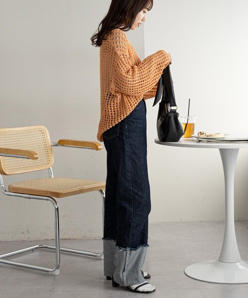 DISCOAT（ディスコート）の「【新色追加!/WEB限定】ラメスパンコールスカシプルオーバー（ニット/セーター・レディース・オフホワイト/オレンジ/グリーン/ブラック/アイボリー・FREE）」の10枚目の写真