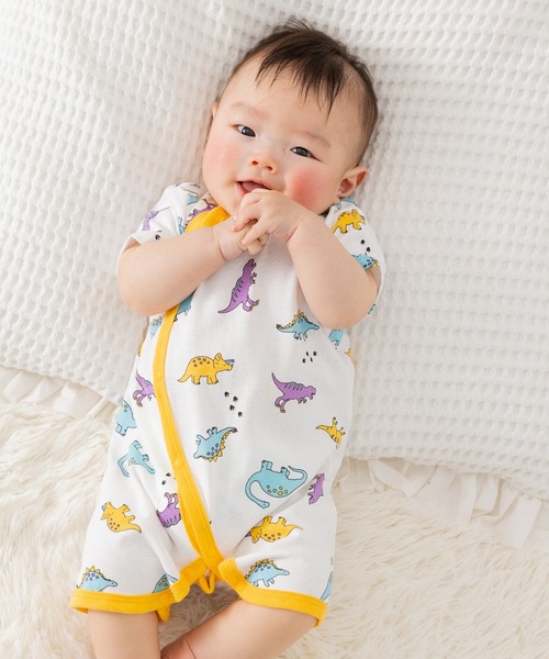 chil2（チルツー）の「総柄 半袖ミニカバーオール（ロンパース・キッズ・G/H/I/J/B/C/D/E/F/A・60-70cm/50-60cm）」の2枚目の写真