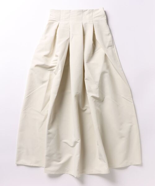 STYLEBLOCK（スタイルブロック）の「ソフトグログランタックフレアスカート（スカート・レディース・アイボリー/カーキ/ブラック/チャコールグレー・M）」の2枚目の写真