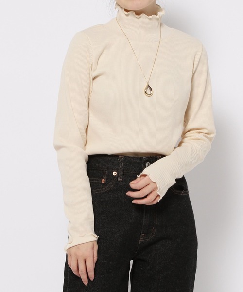 GLOBAL WORK(グローバルワーク)の「高山直子さんコラボ/メローリブハイネック長袖/991901/EiiS(Tシャツ/カットソー・レディース・グレー/アイボリー/ブラック・SMALL/X-SMALL)」の12枚目の写真