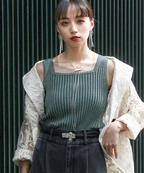 HARE（ハレ）の「2WAYスクエアラメニットタンクトップ(HARE