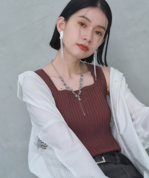 HARE（ハレ）の「2WAYスクエアラメニットタンクトップ(HARE)（タンクトップ・レディース・イエロー/グリーン/ライトグレー/ブラック/マルチ/ブルー/グリーン系その他/エメラルド/オレンジ/グリーン系その他2/パープル・FREE）」の10枚目の写真