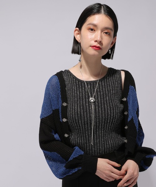 HARE（ハレ）の「2WAYスクエアラメニットタンクトップ(HARE)（タンクトップ・レディース・イエロー/グリーン/ライトグレー/ブラック/マルチ/ブルー/グリーン系その他/エメラルド/オレンジ/グリーン系その他2/パープル・FREE）」の14枚目の写真