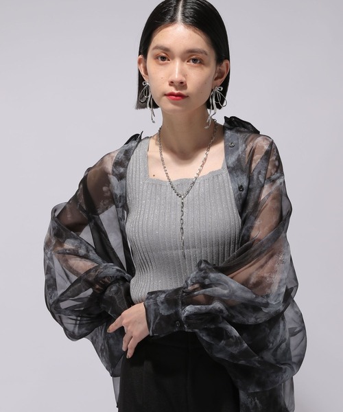 HARE（ハレ）の「2WAYスクエアラメニットタンクトップ(HARE)（タンクトップ・レディース・イエロー/グリーン/ライトグレー/ブラック/マルチ/ブルー/グリーン系その他/エメラルド/オレンジ/グリーン系その他2/パープル・FREE）」の15枚目の写真