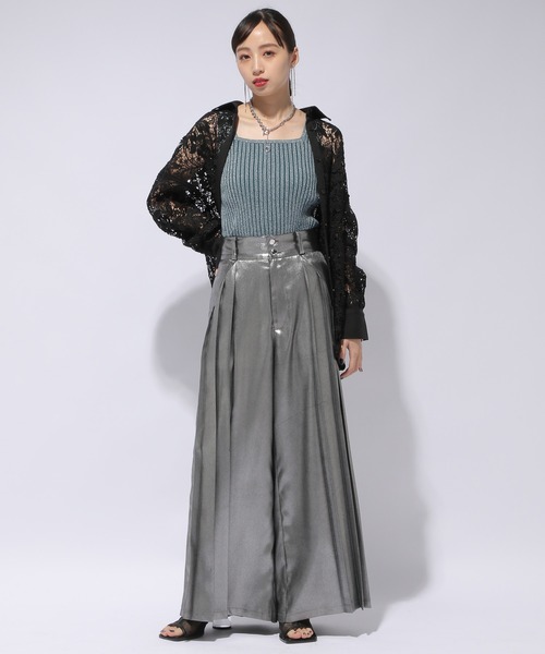 2WAYスクエアラメニットタンクトップ(HARE)（タンクトップ