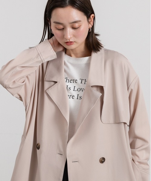 ad thie(アドティエ)の「ビッグテーラートレンチコート ロングコート(トレンチコート・レディース・ピンク/ミント/ベージュ/ネイビー/アイボリー/ピンクベージュ・FREE)」の6枚目の写真