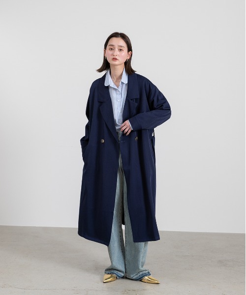 ad thie(アドティエ)の「ビッグテーラートレンチコート ロングコート(トレンチコート・レディース・ピンク/ミント/ベージュ/ネイビー/アイボリー/ピンクベージュ・FREE)」の19枚目の写真