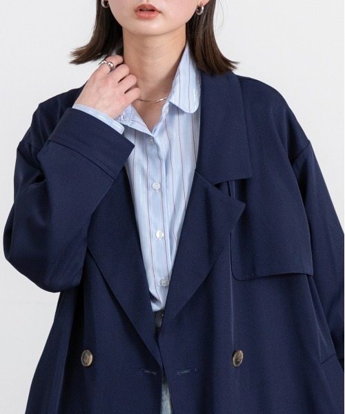 ad thie(アドティエ)の「ビッグテーラートレンチコート ロングコート(トレンチコート・レディース・ピンク/ミント/ベージュ/ネイビー/アイボリー/ピンクベージュ・FREE)」の18枚目の写真