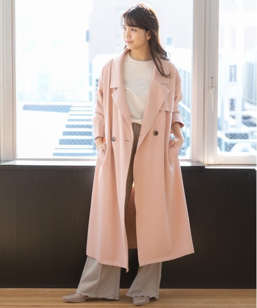 ad thie(アドティエ)の「ビッグテーラートレンチコート ロングコート(トレンチコート・レディース・ピンク/ミント/ベージュ/ネイビー/アイボリー/ピンクベージュ・FREE)」の17枚目の写真