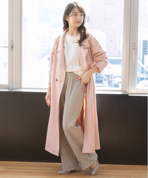 ad thie(アドティエ)の「ビッグテーラートレンチコート ロングコート(トレンチコート・レディース・ピンク/ミント/ベージュ/ネイビー/アイボリー/ピンクベージュ・FREE)」の15枚目の写真