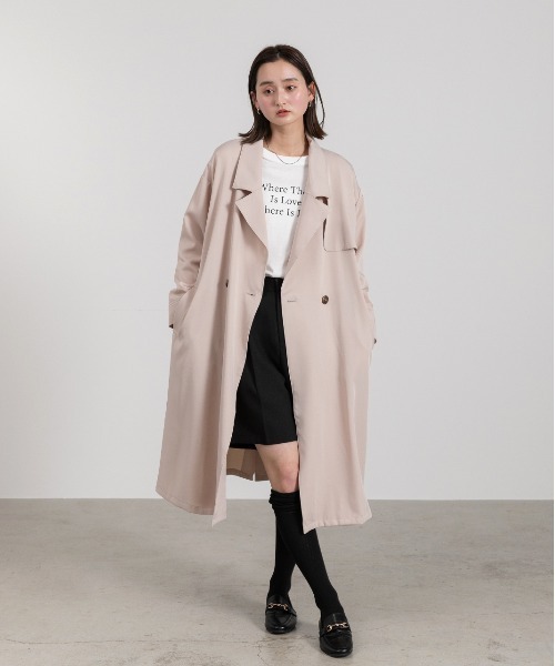 ad thie(アドティエ)の「ビッグテーラートレンチコート ロングコート(トレンチコート・レディース・ピンク/ミント/ベージュ/ネイビー/アイボリー/ピンクベージュ・FREE)」の14枚目の写真