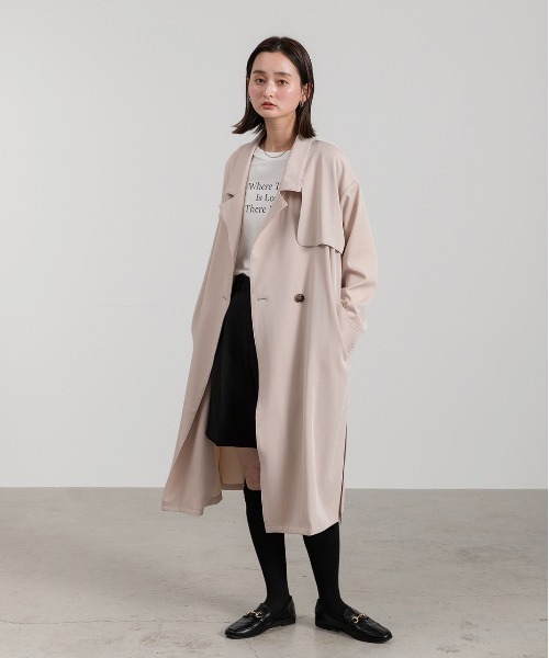 ad thie(アドティエ)の「ビッグテーラートレンチコート ロングコート(トレンチコート・レディース・ピンク/ミント/ベージュ/ネイビー/アイボリー/ピンクベージュ・FREE)」の13枚目の写真