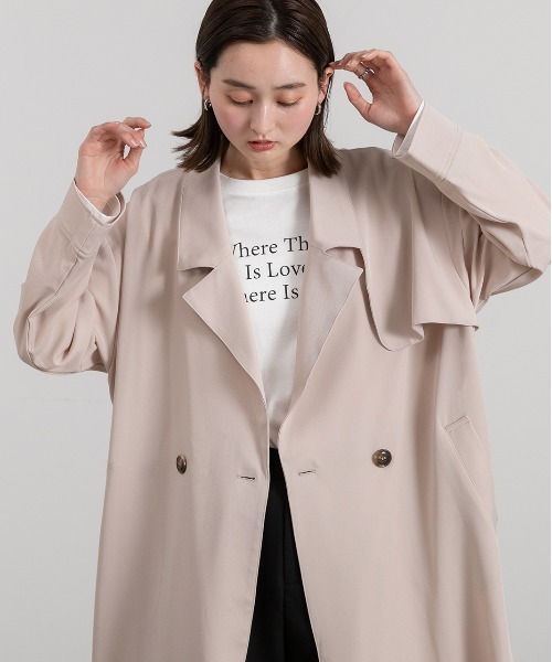 ad thie(アドティエ)の「ビッグテーラートレンチコート ロングコート(トレンチコート・レディース・ピンク/ミント/ベージュ/ネイビー/アイボリー/ピンクベージュ・FREE)」の12枚目の写真