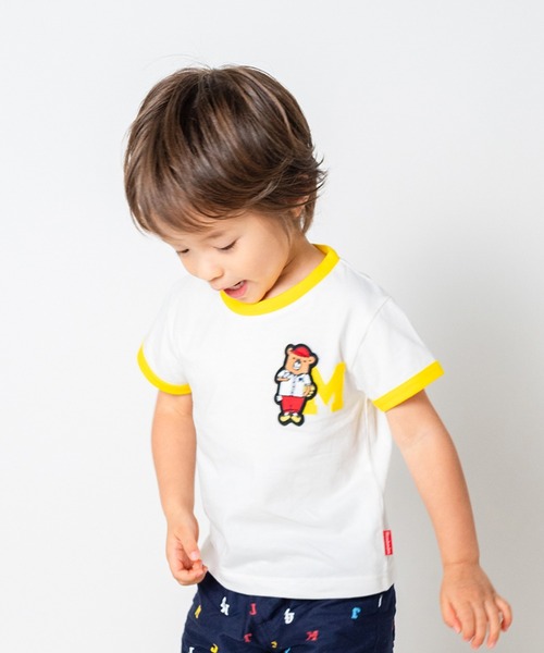 Moujonjon(ムージョンジョン)の「くまワッペン半袖Tシャツ(Tシャツ/カットソー・キッズ・ホワイト/レッド・80/90/100/110/120/130/140)」の2枚目の写真