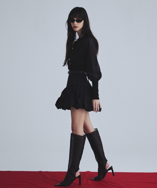 EIMY ISTOIRE(エイミーイストワール)の「Heart ボタンシアーカーディガン(カーディガン/ボレロ・レディース・グレー/ピンクベージュ/ブラック/イエロー/ホワイト・F)」の14枚目の写真