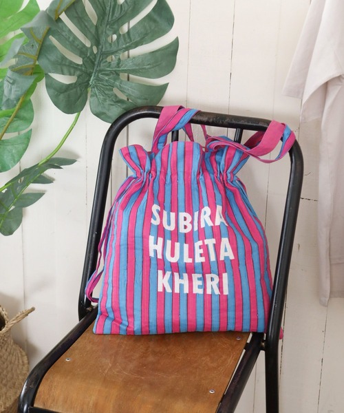 BAYFLOW（ベイフロー）の「[巾着型としても使える!]【Asante sana】トート（トートバッグ・レディース・イエロー/ベージュ/ピンク/ホワイト/ネイビー/ブルー・0）」の10枚目の写真