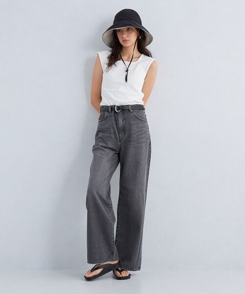 green label relaxing（グリーンレーベルリラクシング）の「【WEB限定】ハイショク ロングブリム ハット -UVケア・ウォッシャブル-（ハット・レディース・ベージュ/ブラック・FREE）」の10枚目の写真