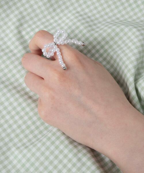 WEGO（ウィゴー）の「WEGO/ビーズリボンリング（リング・レディース・オフホワイト/その他2/その他1/ライトピンク・FREE）」の8枚目の写真