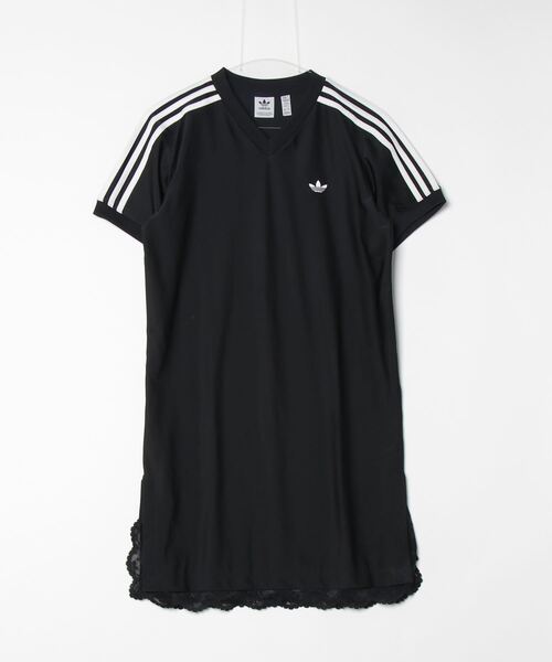 adidas Originals(アディダスオリジナルス)の「adidas Originals/アディダスオリジナルス レーストリム Tシャツワンピース(ワンピース・レディース・ブラック・XL/S)」の1枚目の写真