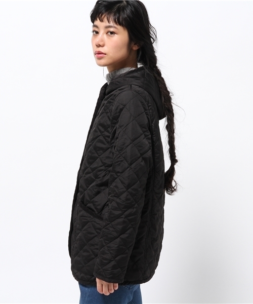 SEVENDAYS=SUNDAY（セブンデイズサンデイ）の「ポリタフタ　キルティング裏ボアコート（ピーコート・レディース・カーキ/ブラック・MEDIUM/LARGE）」の4枚目の写真