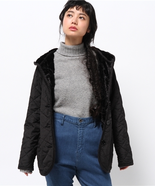 SEVENDAYS=SUNDAY（セブンデイズサンデイ）の「ポリタフタ　キルティング裏ボアコート（ピーコート・レディース・カーキ/ブラック・MEDIUM/LARGE）」の11枚目の写真