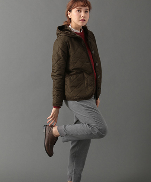 SEVENDAYS=SUNDAY（セブンデイズサンデイ）の「ポリタフタ　キルティング裏ボアコート（ピーコート・レディース・カーキ/ブラック・MEDIUM/LARGE）」の15枚目の写真