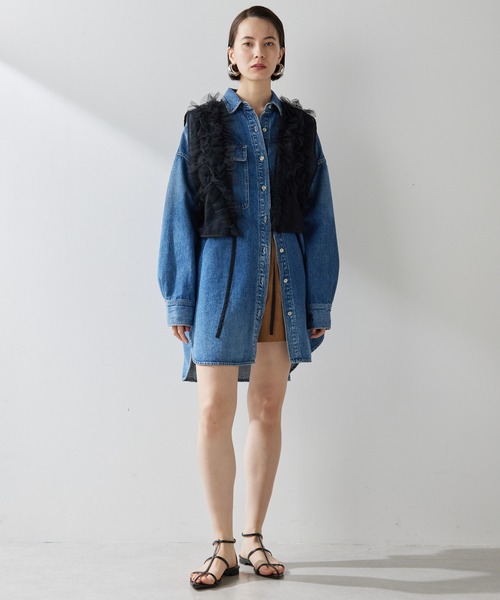 THE PAUSE（ザ ポーズ）の「【THE PAUSE】フリルチュールベスト（シャツ/ブラウス・レディース・カーキ/ブラック・FREE）」の16枚目の写真