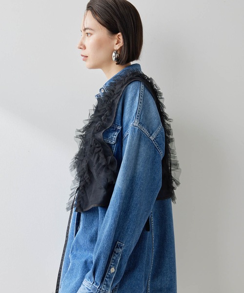 THE PAUSE（ザ ポーズ）の「【THE PAUSE】フリルチュールベスト（シャツ/ブラウス・レディース・カーキ/ブラック・FREE）」の18枚目の写真