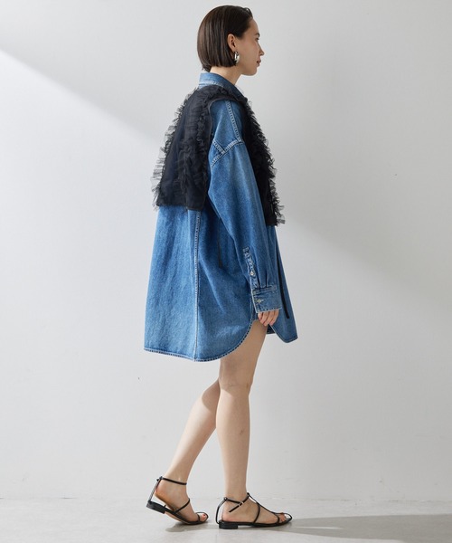 THE PAUSE（ザ ポーズ）の「【THE PAUSE】フリルチュールベスト（シャツ/ブラウス・レディース・カーキ/ブラック・FREE）」の9枚目の写真