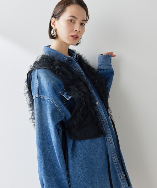 THE PAUSE（ザ ポーズ）の「【THE PAUSE】フリルチュールベスト（シャツ/ブラウス・レディース・カーキ/ブラック・FREE）」の11枚目の写真