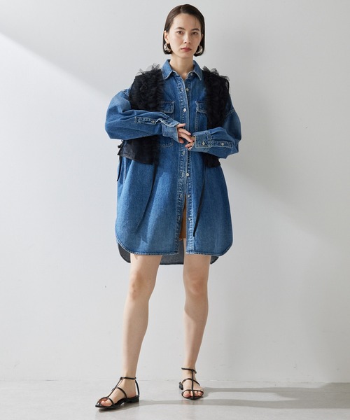 THE PAUSE（ザ ポーズ）の「【THE PAUSE】フリルチュールベスト（シャツ/ブラウス・レディース・カーキ/ブラック・FREE）」の14枚目の写真