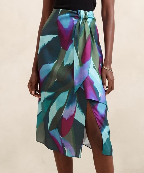 【セール】BANANA REPUBLIC FACTORY STORE サテンクレープサロンミディスカート（スカート）｜BANANA