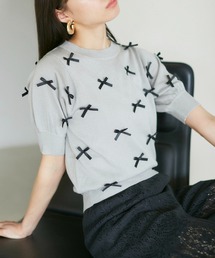 VIS | リボンハーフスリーブサマーニット(ニット/セーター)