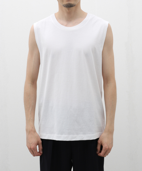 EDIFICE(エディフィス)の「ヴィンテージライク ジャージー スリーブレストップ(Tシャツ/カットソー・メンズ・ブラック/ホワイト/ベージュ・LARGE/MEDIUM)」の2枚目の写真