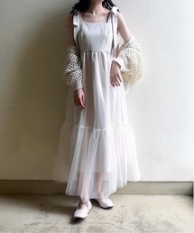 clear | 肩リボンチュールロングワンピース≪2024SS新作≫(ワンピース)
