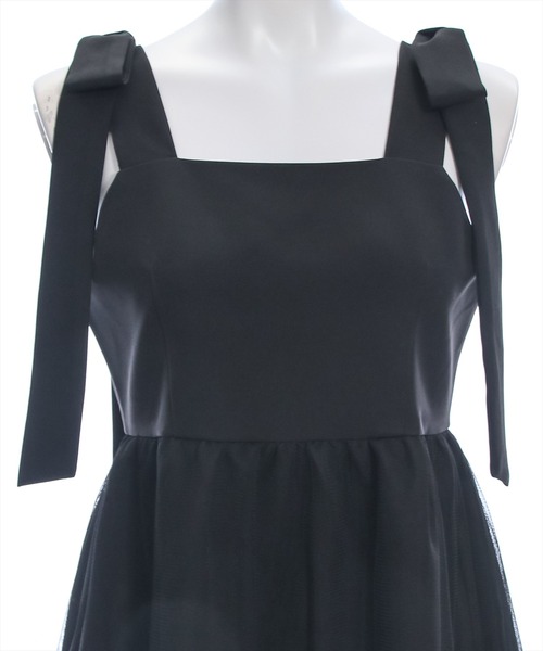 clear（クリア）の「肩リボンチュールロングワンピース≪2024SS≫（ワンピース・レディース・ブラック/アイボリー・F）」の6枚目の写真